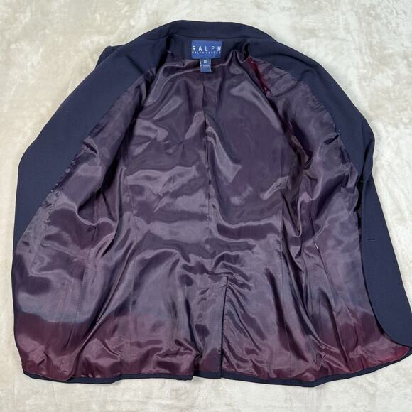 VTG Ralph Lauren Blazer Women's Size 12 Navy Blue Wool Button Made in USA - Picture 7 of 11
